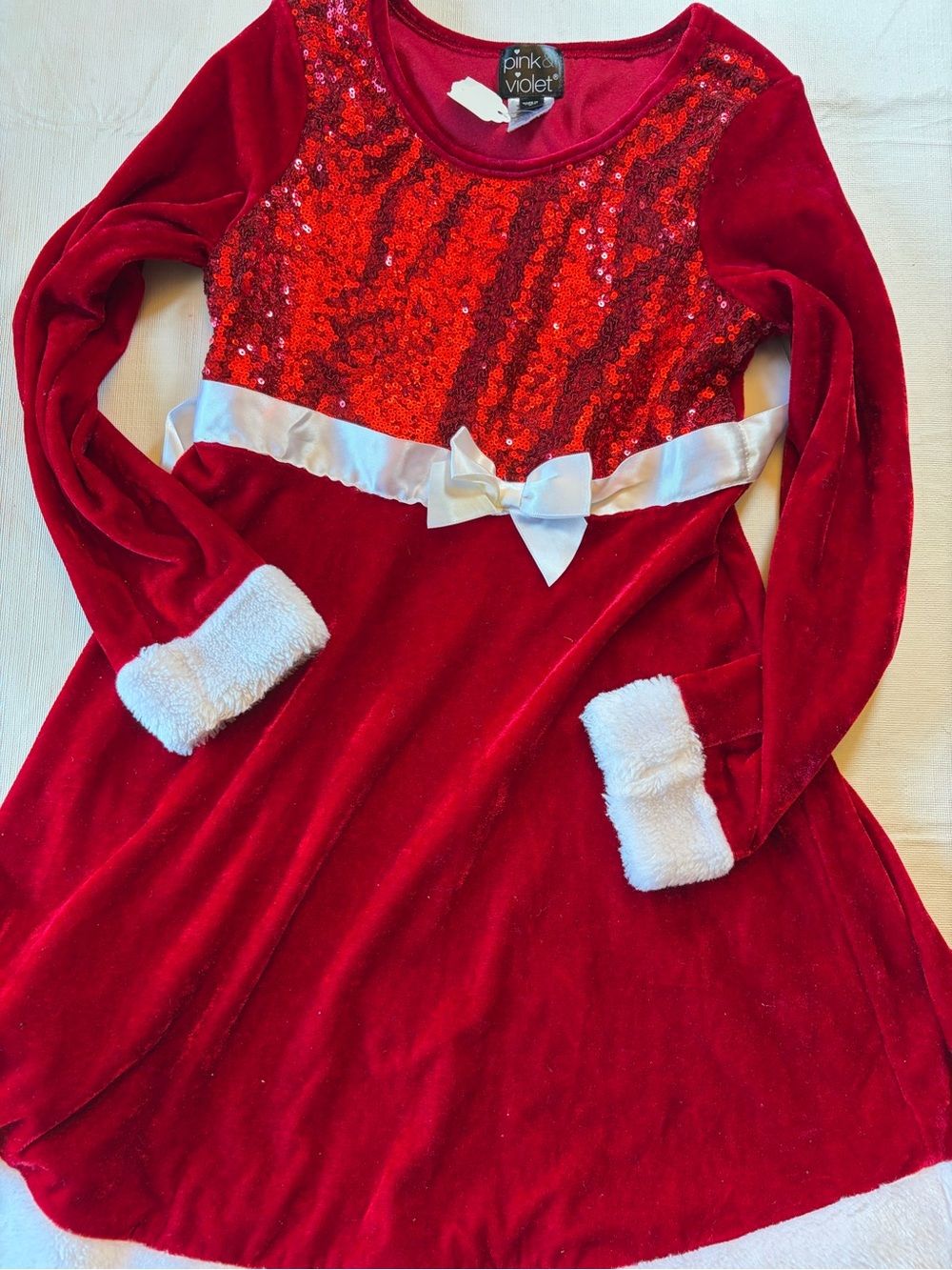 Girls size 8 Red Sequin Velvet Holiday Dress
